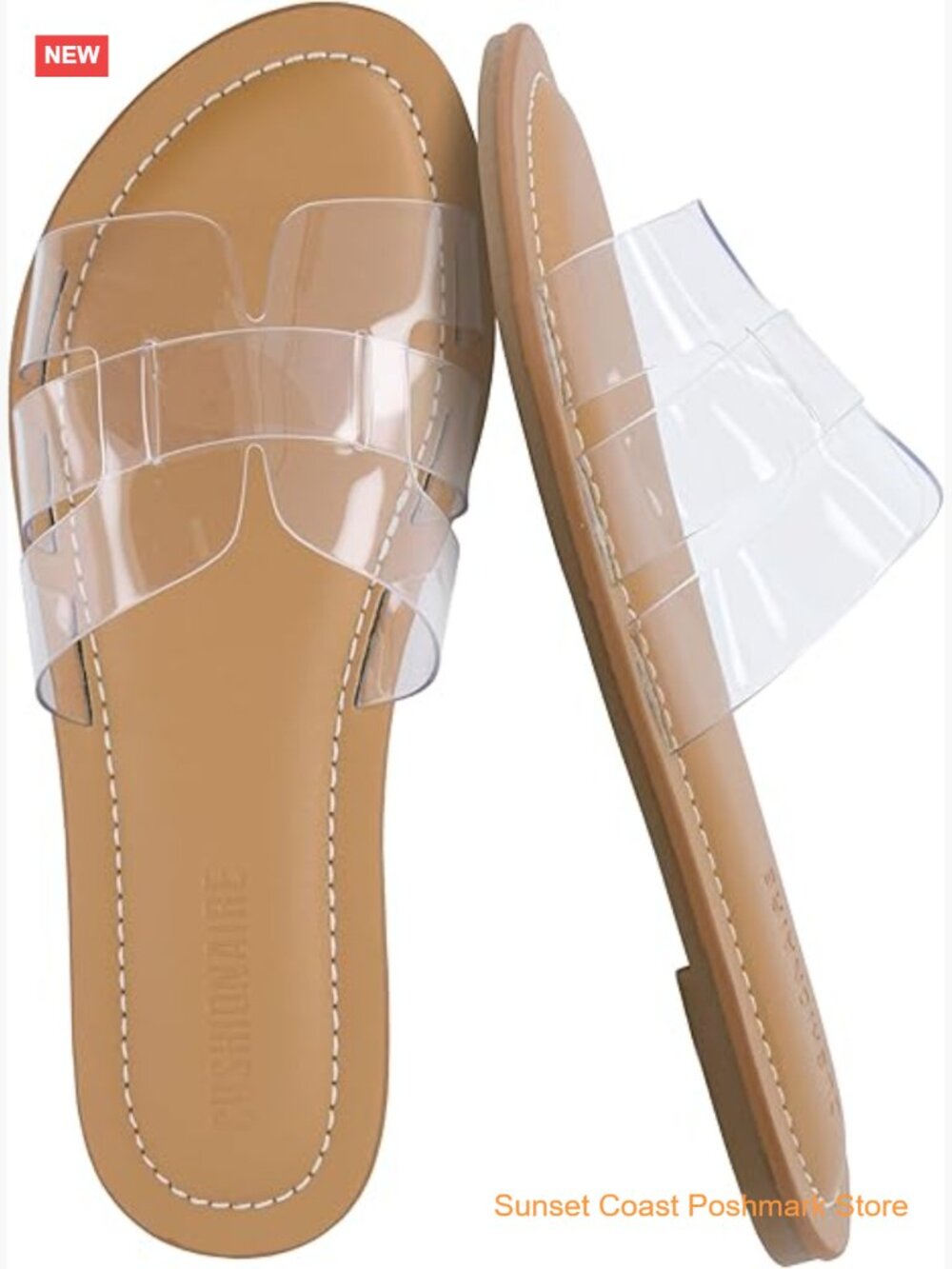 CUSHIONAIRE Caper Jelly Sandals for Women Comfortable Slides Cushioned Footbed